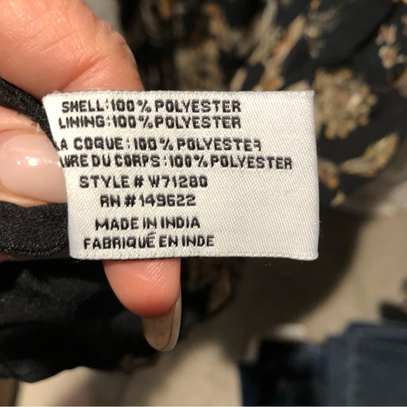 Walter Baker Sophia almost maxi dress black floral and tan lined tie front 4 - Picture 13 of 14